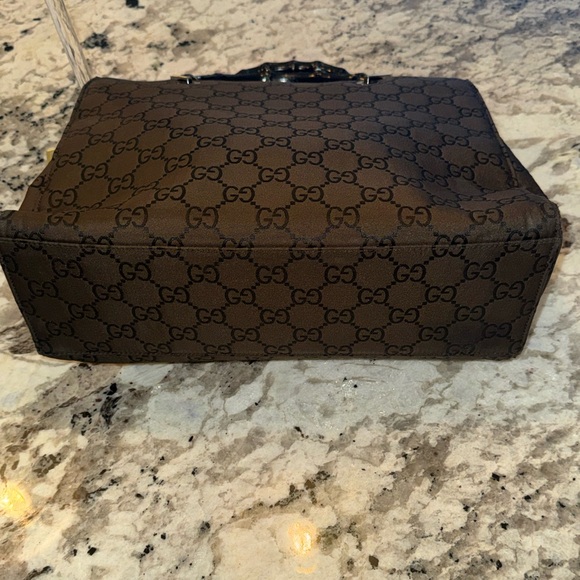 Authentic Gucci GG Canvas Tote with Bamboo-Style Handles w/ COA - Picture 8 of 15